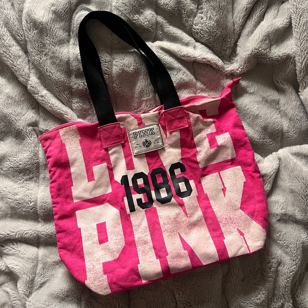 PINK Victoria's Secret 1986 Vintage Hot Pink Canvas Tote Bag